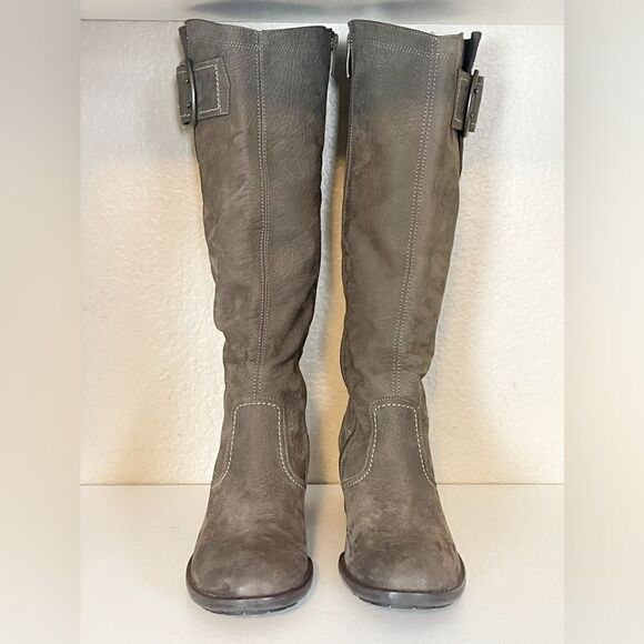 Paul Green Kendra Tall Buckle Brown Leather Boots 6/ US Size 8 to 8.5 - Picture 3 of 12